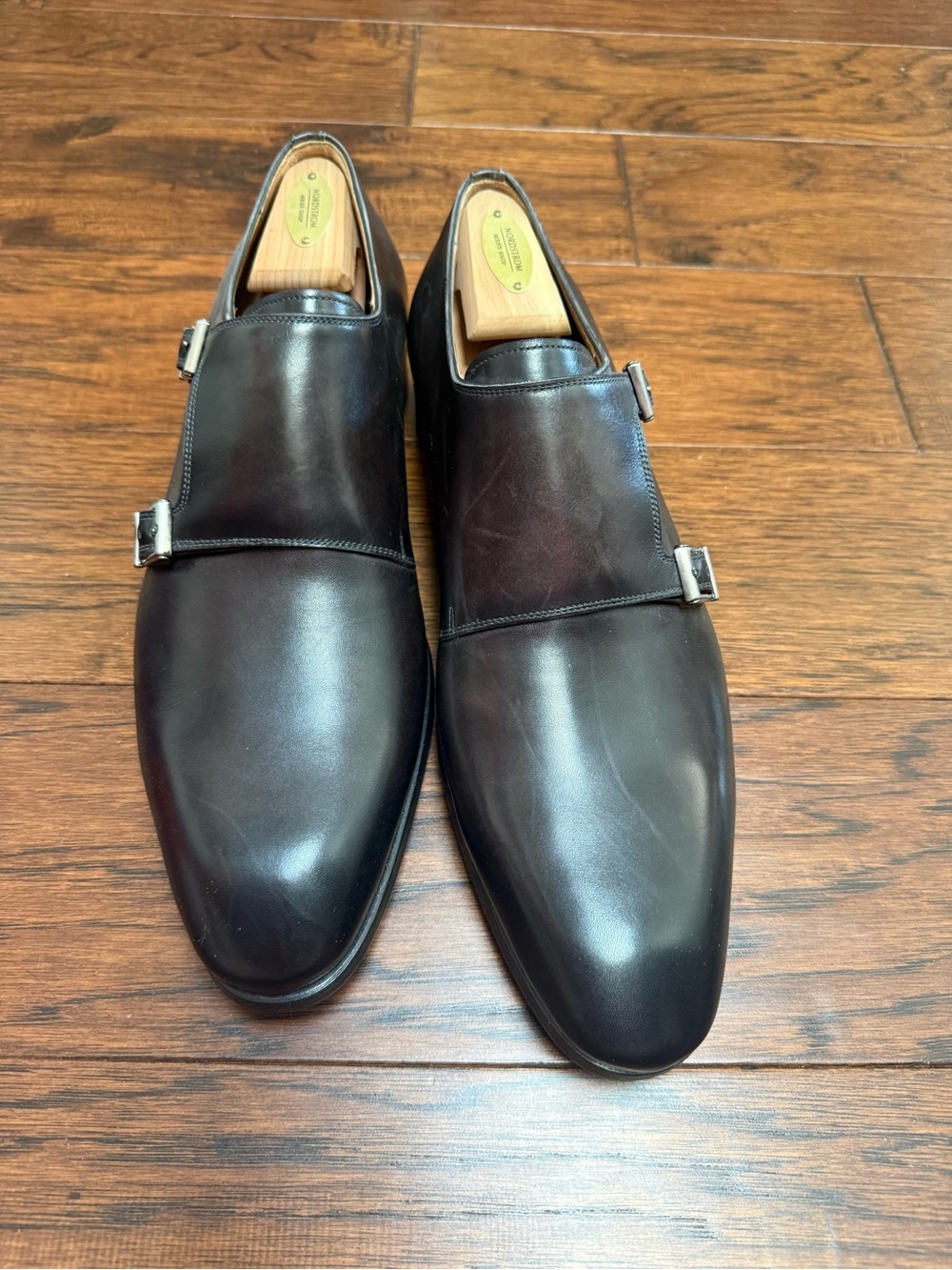 Magnanni Black Double Strap Leather Shoe New 10.5 - Picture 4 of 6